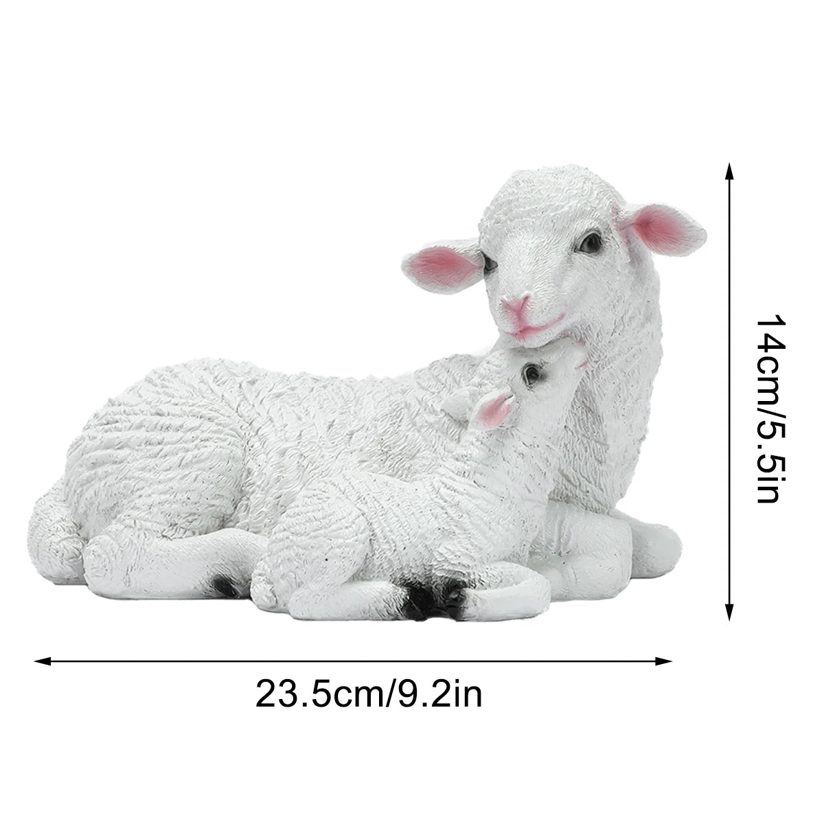 Cute Resin White Lamb Lawn Sculpture