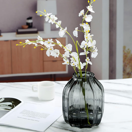 Dark Grey Bud Tall Glass Vase