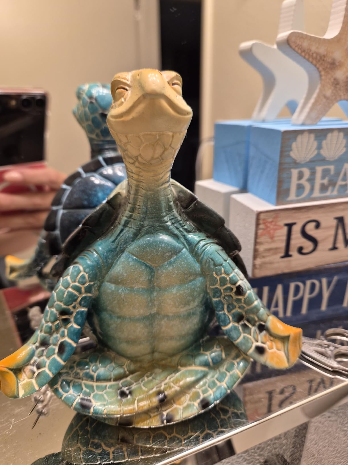 Garden Figurine Sea Turtle Meditating Yoga Sculpture