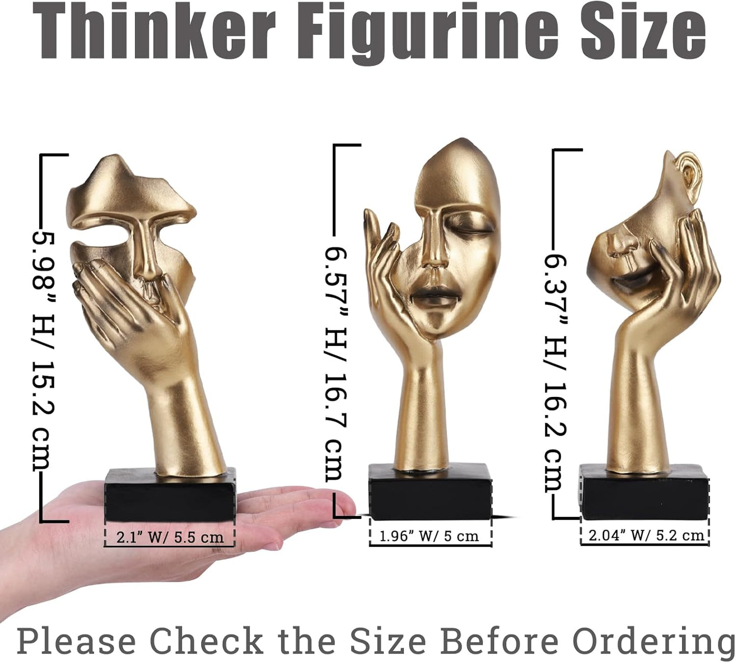 Golden Thinker Statue Figurines Set