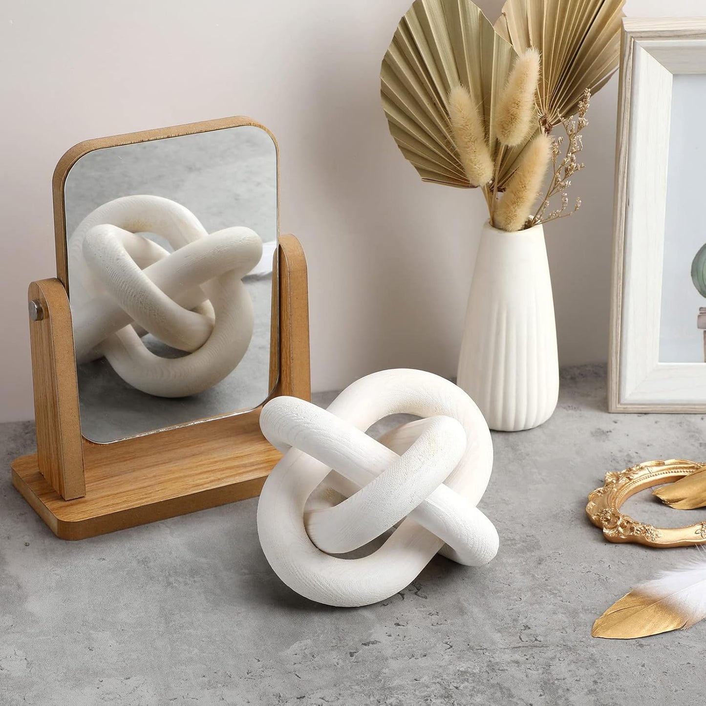 Hand Carved Link Wood Knot Sculpture