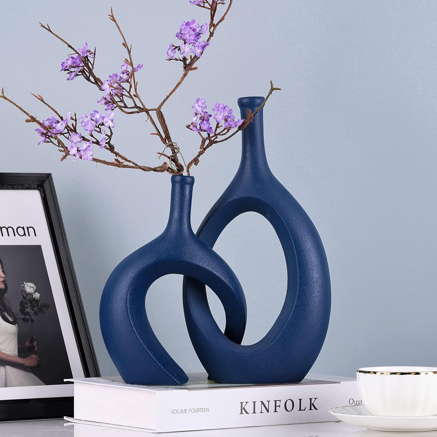 Navy Blue Unique Hollow Bud Vases Set