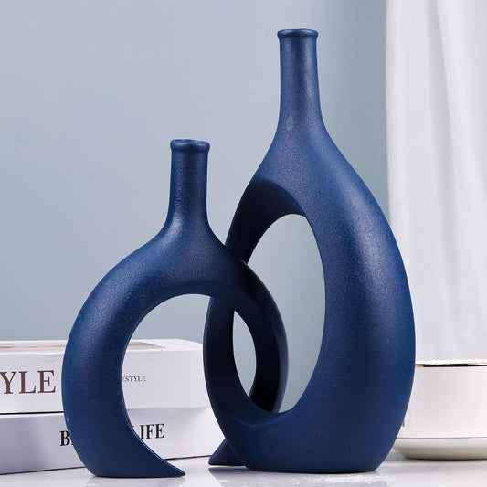 Navy Blue Unique Hollow Bud Vases Set