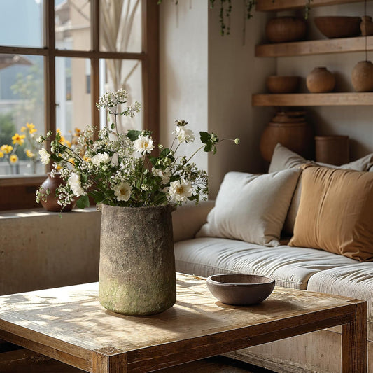Rustic Vintage Cement Flower Vase