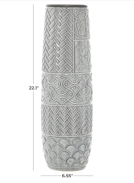 Slim Engraved Patterned Centerpiece Vase