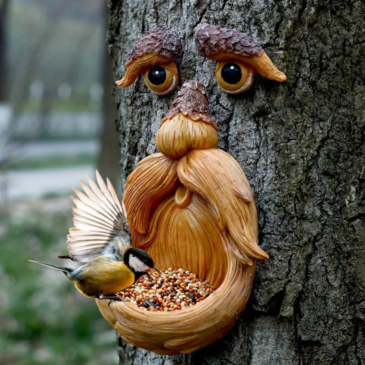 Tree Face Bird Feeder Sculpture