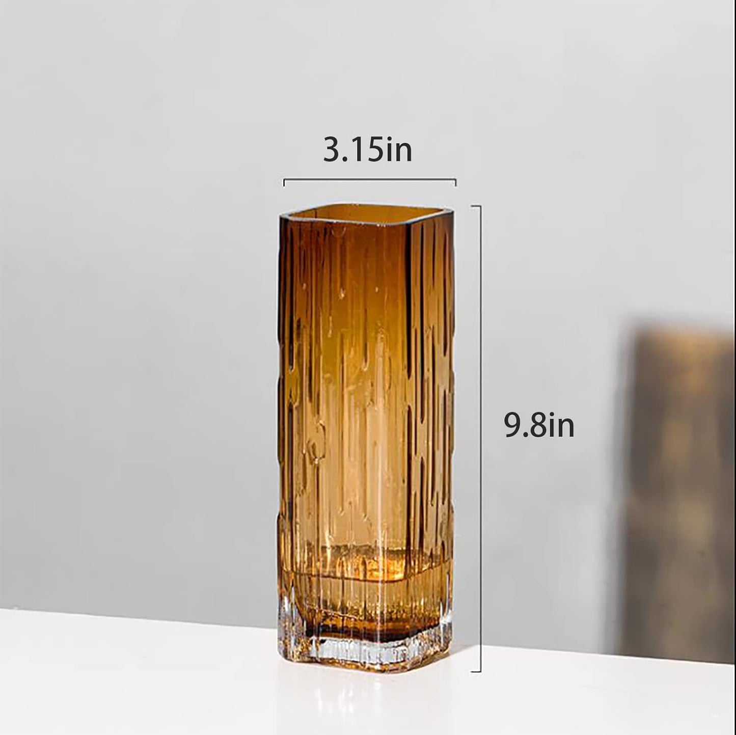 Amber Glass Square Vase