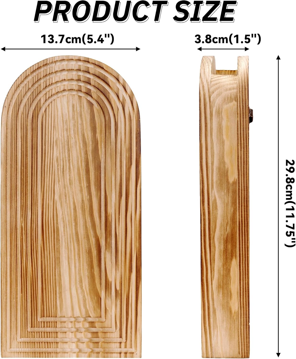 Boho Wooden Floral Vases Set with Pampas Grass