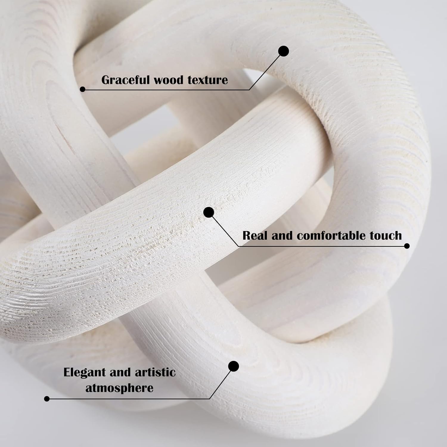 Close-up of intertwined white ropes with text highlighting texture, touch, and atmosphere.