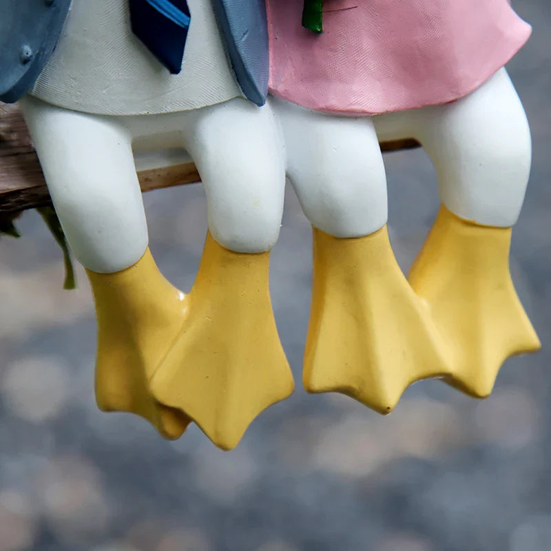 Couple Duck Swing Garden Sculptures