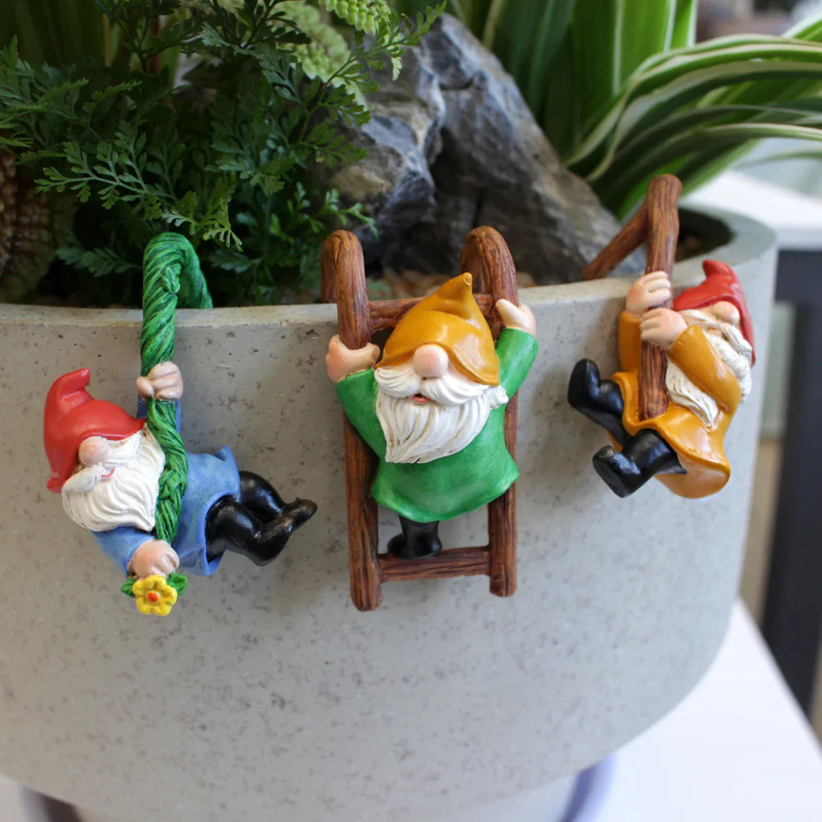 Cute Resin Garden Gnome Statue Set