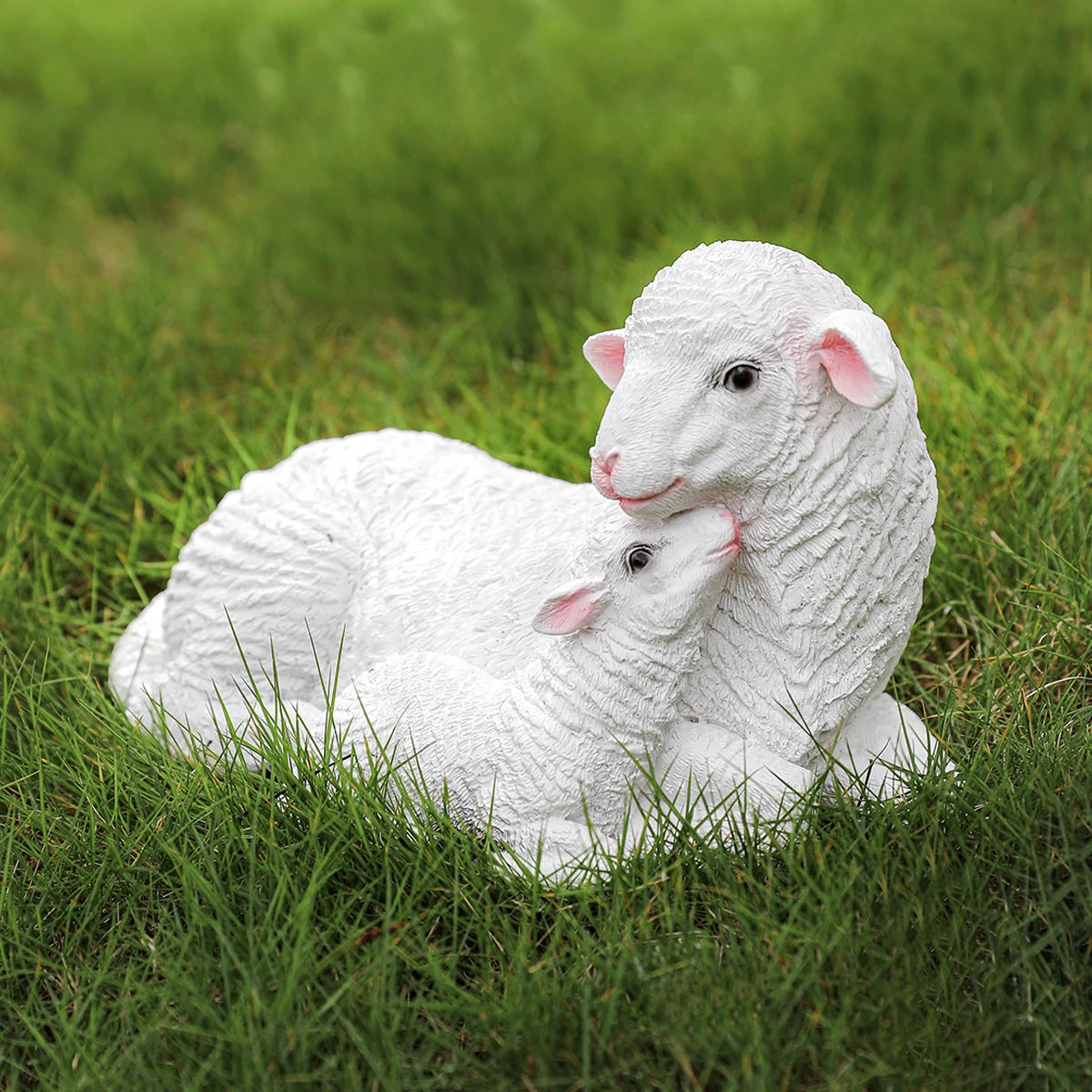 Cute Resin White Lamb Lawn Sculpture