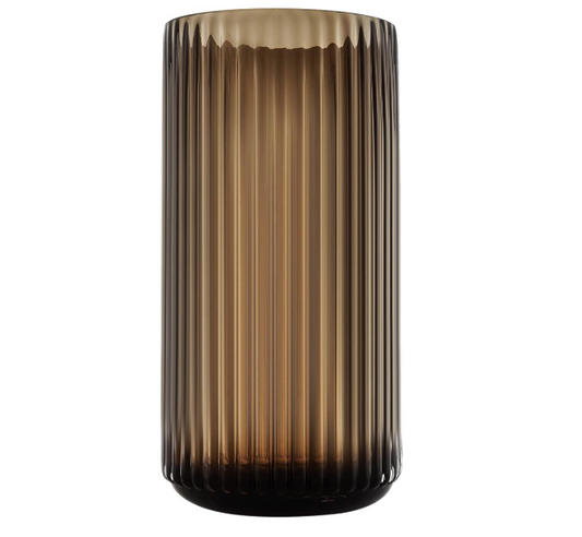 Cylinder Ribbed Brown Glass Flower Vase