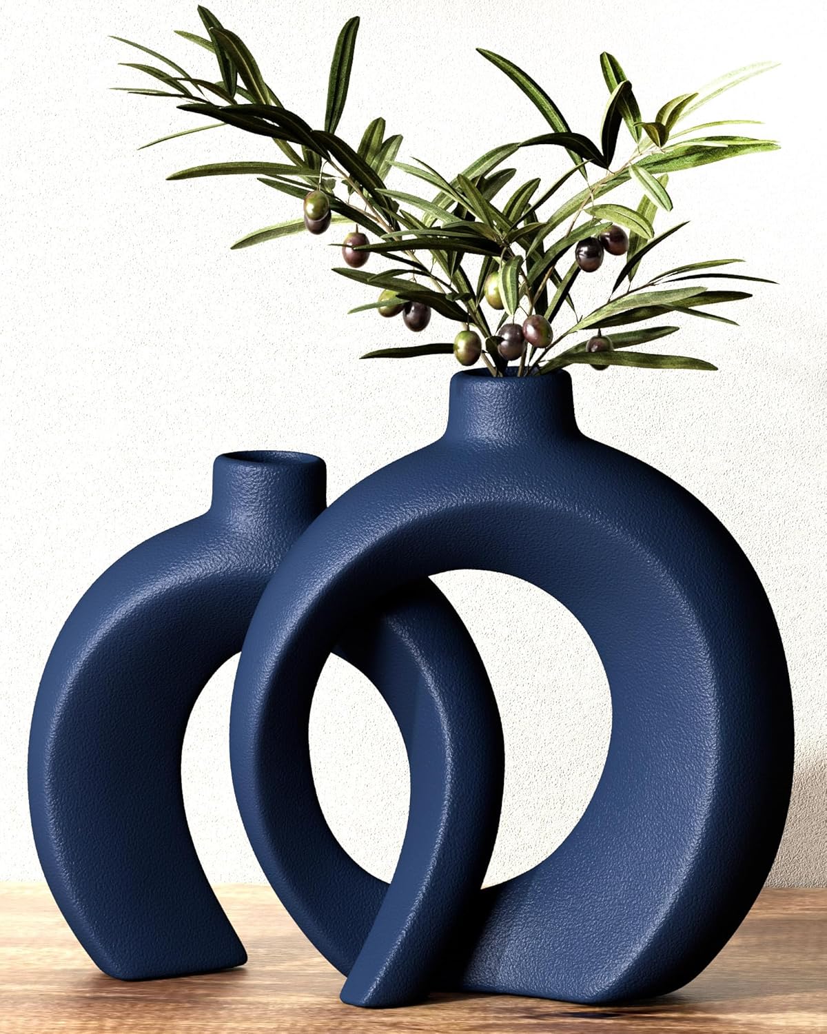 Donut Navy Blue Vases Set
