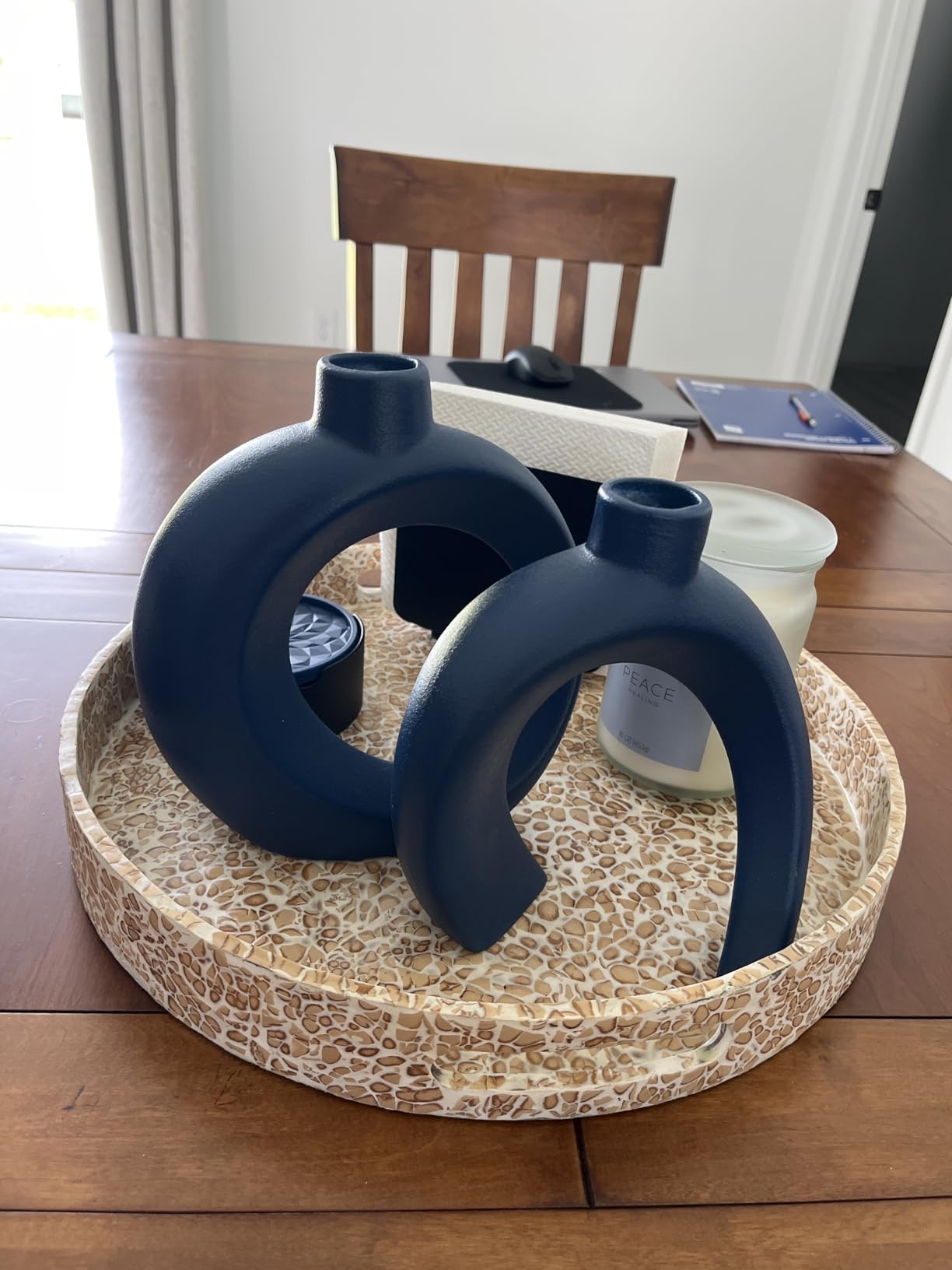 Donut Navy Blue Vases Set