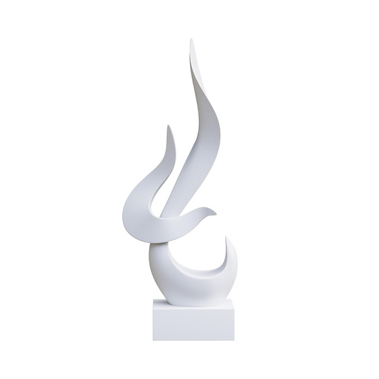 Abstract White Flame Sculpture Resin Art Statue