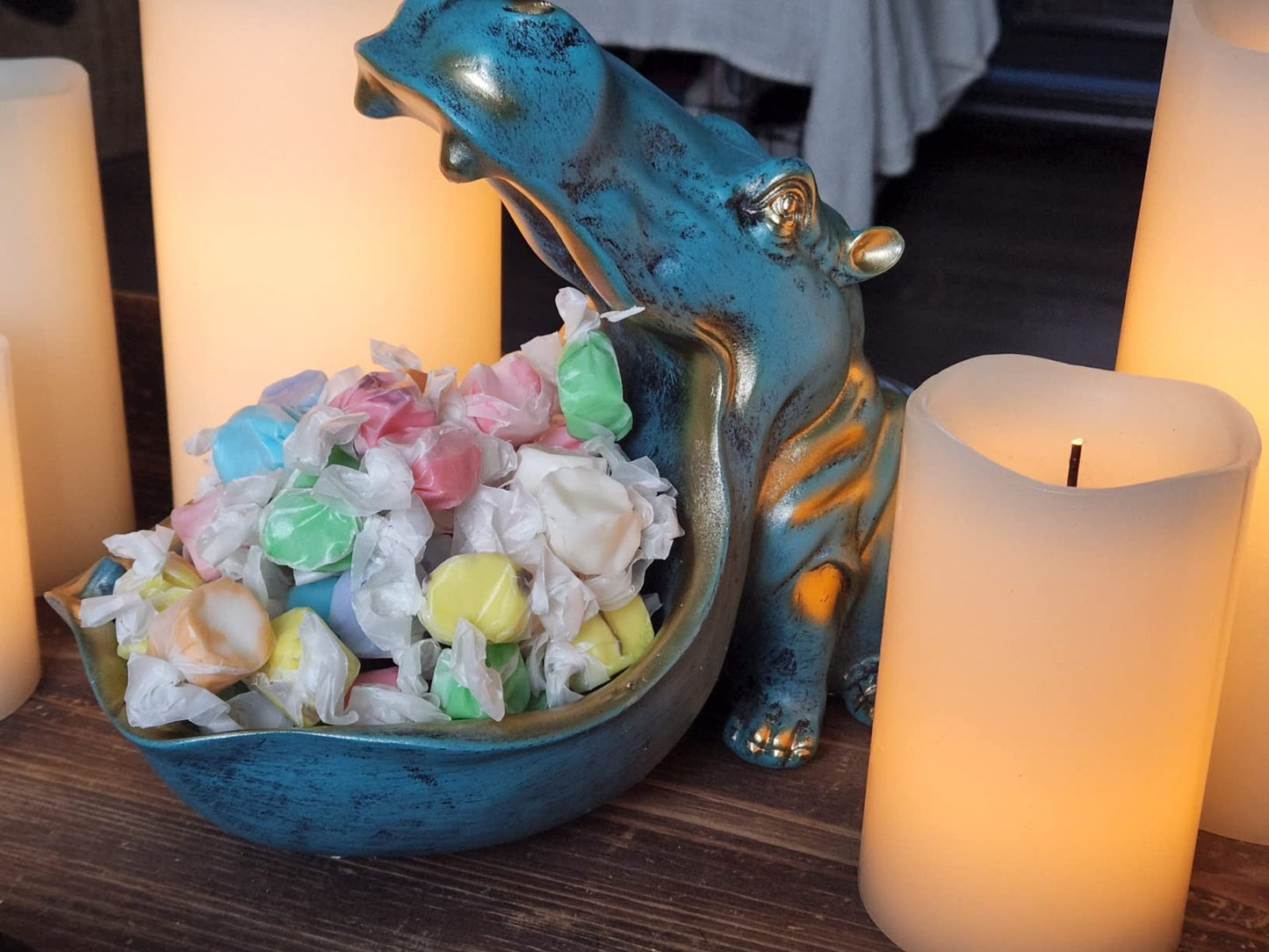 Figurine Candy Jar Hippo Statue Sculpture