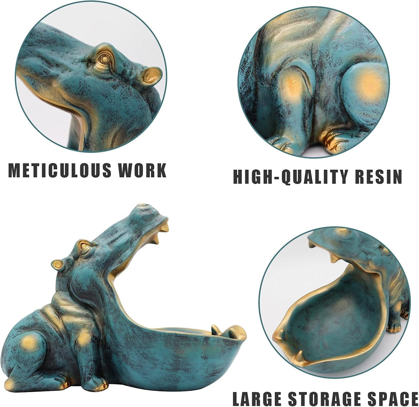 Figurine Candy Jar Hippo Statue Sculpture