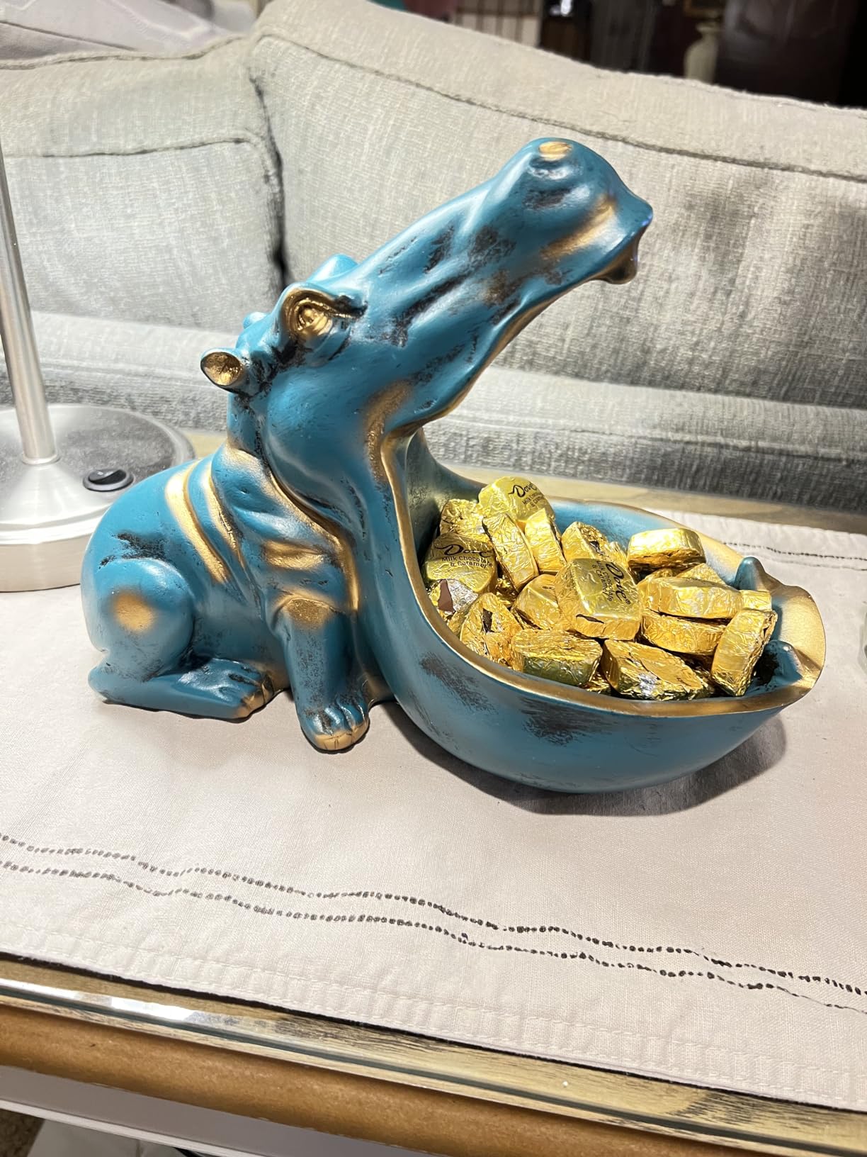 Figurine Candy Jar Hippo Statue Sculpture