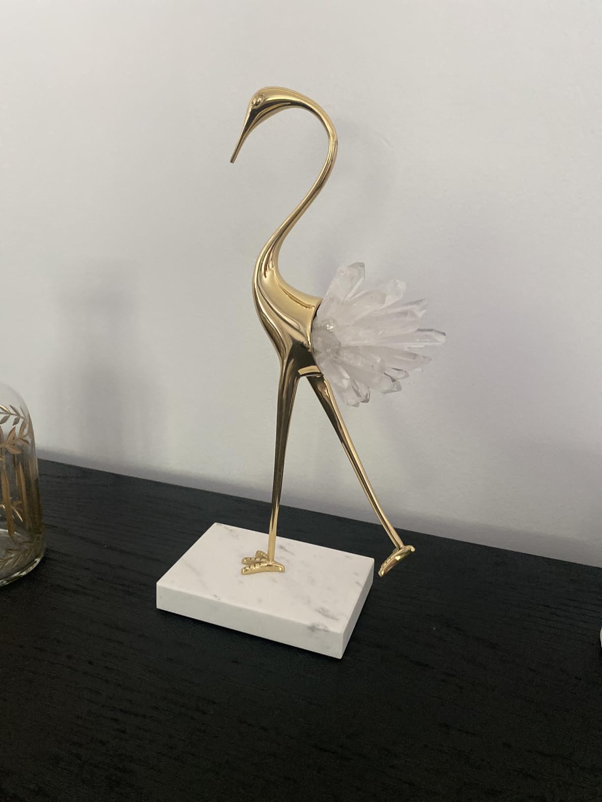 Gold Crane Bird Figurine Sculpture