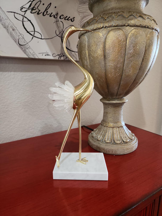 Gold Crane Bird Figurine Sculpture