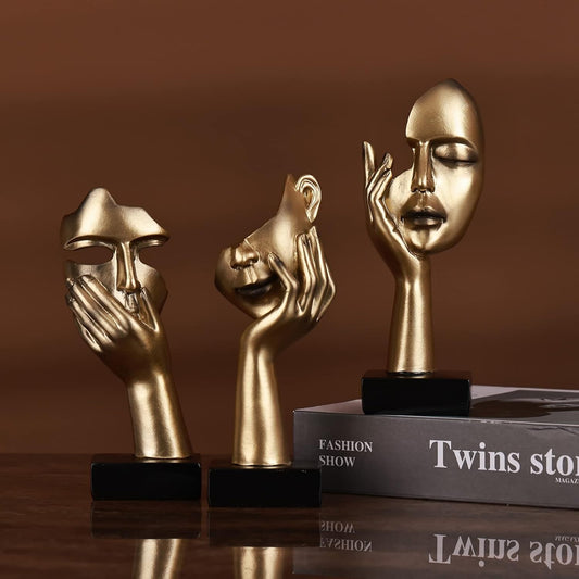 Golden Thinker Statue Figurines Set