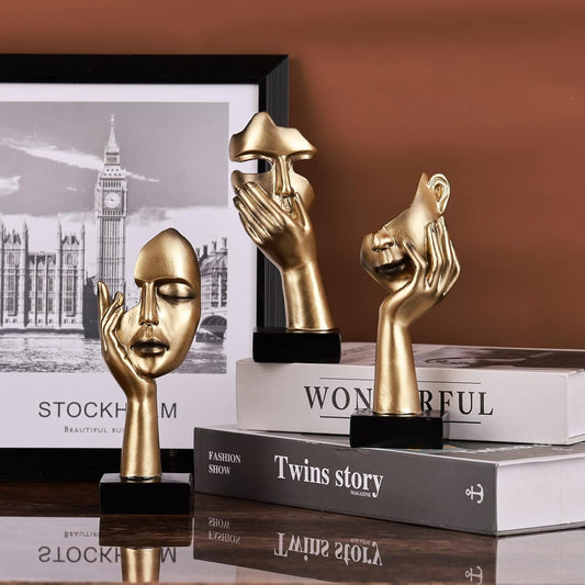 Golden Thinker Statue Figurines Set