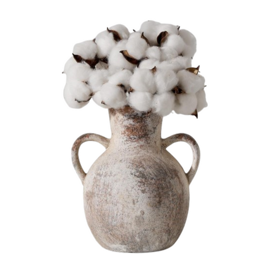 Rustic Ceramic Whitewashed Terra Cotta Flower Vase