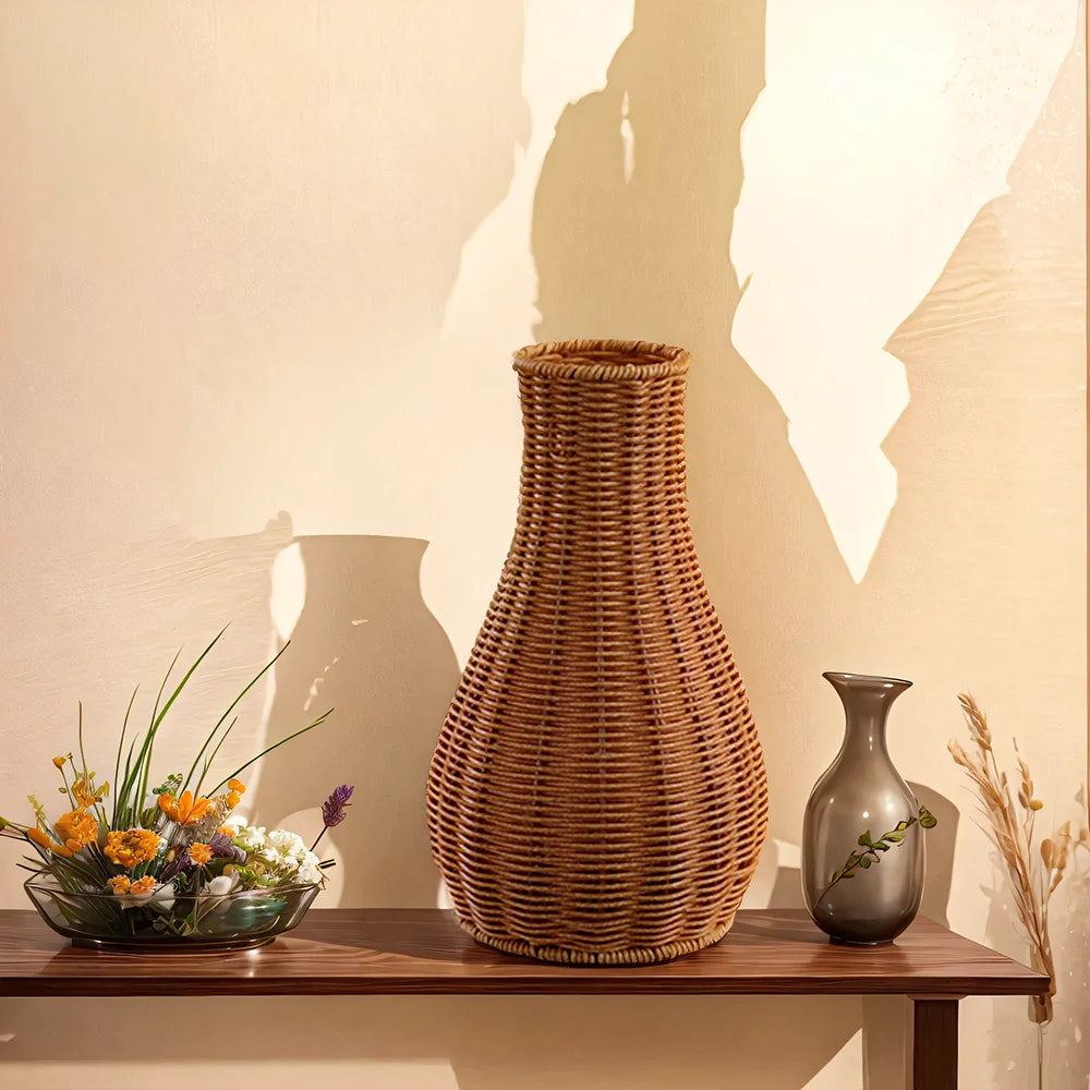 Handwoven Imitation Rattan Vase