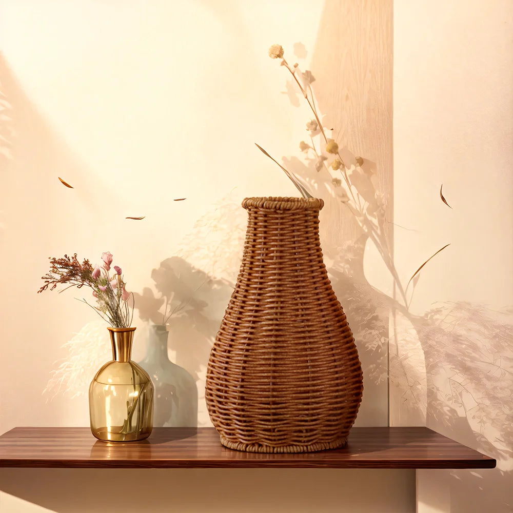Handwoven Imitation Rattan Vase