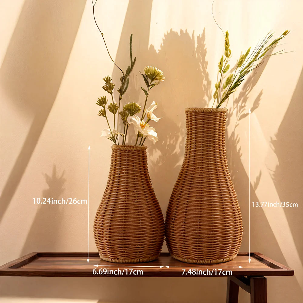 Handwoven Imitation Rattan Vase