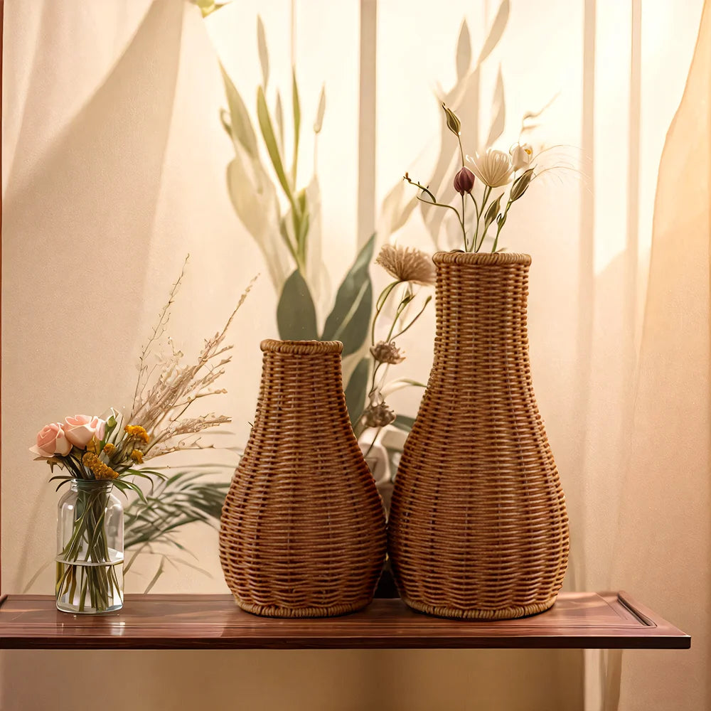 Handwoven Imitation Rattan Vase