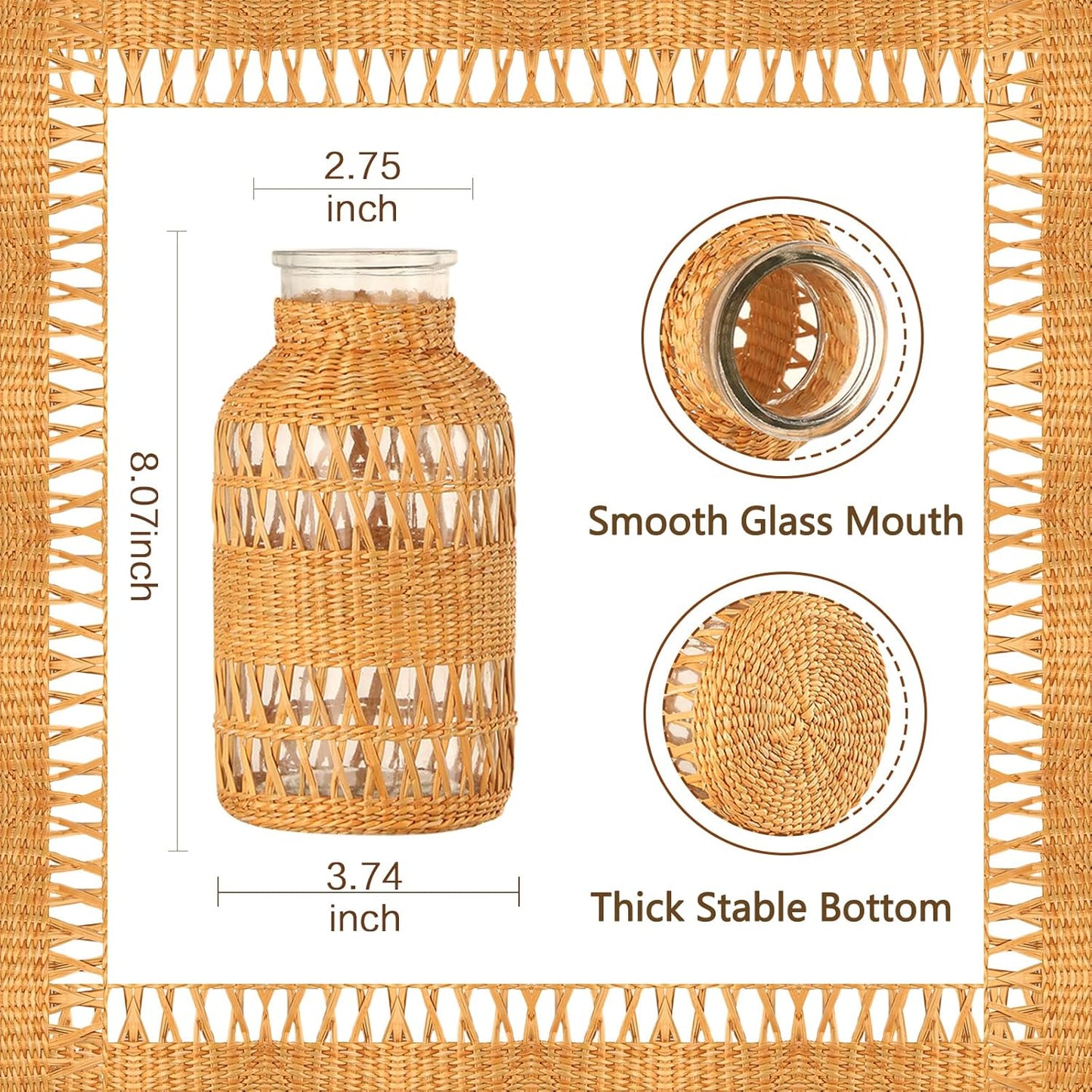 Handwoven Rattan Boho Vase