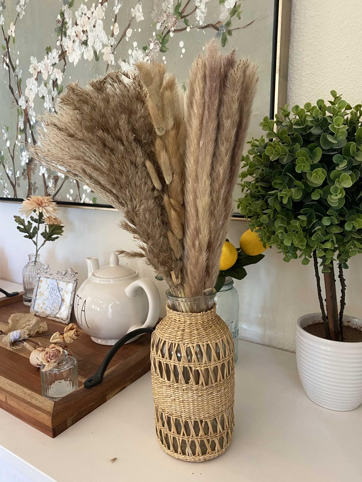 Handwoven Rattan Boho Vase