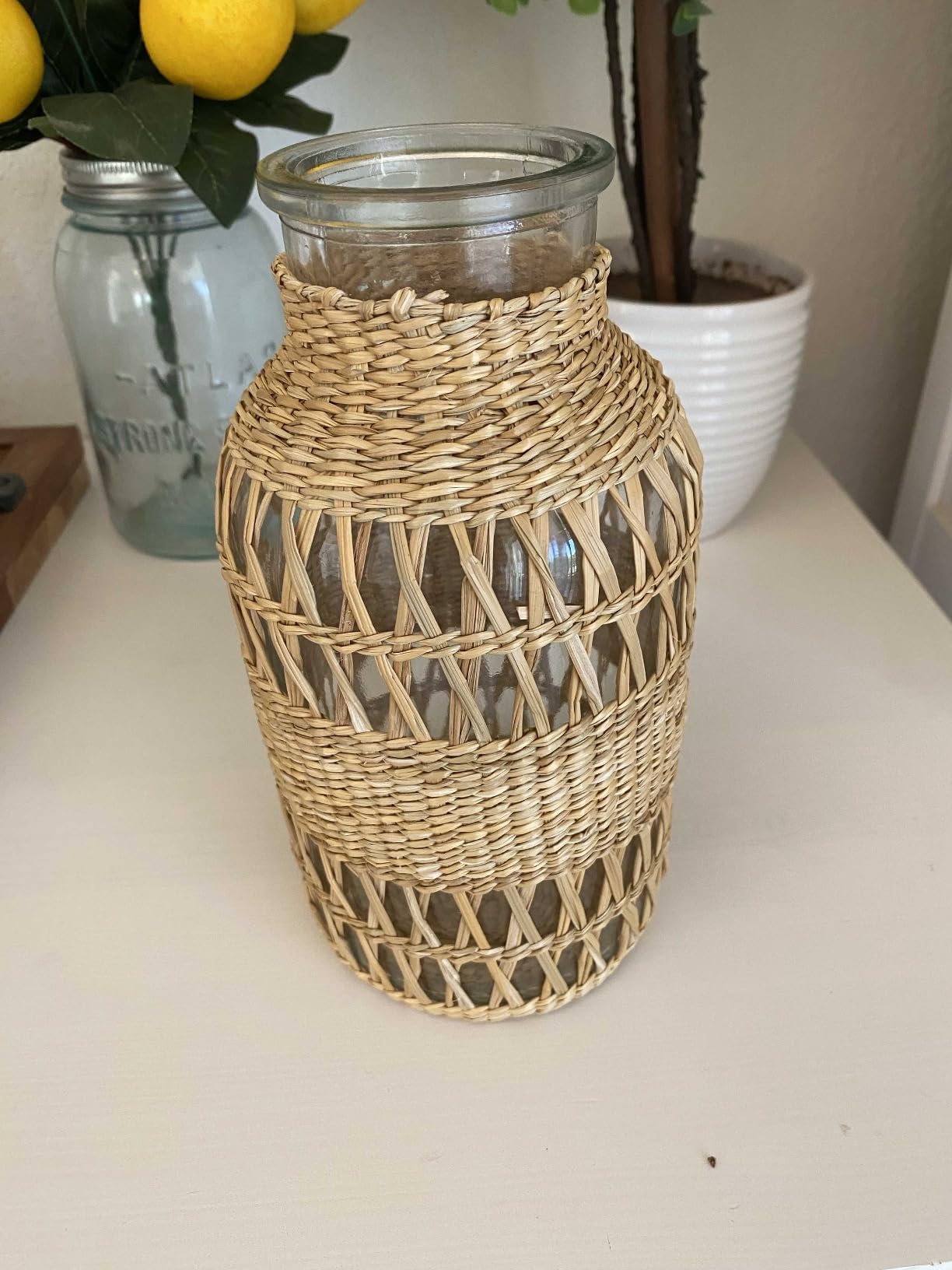 Handwoven Rattan Boho Vase