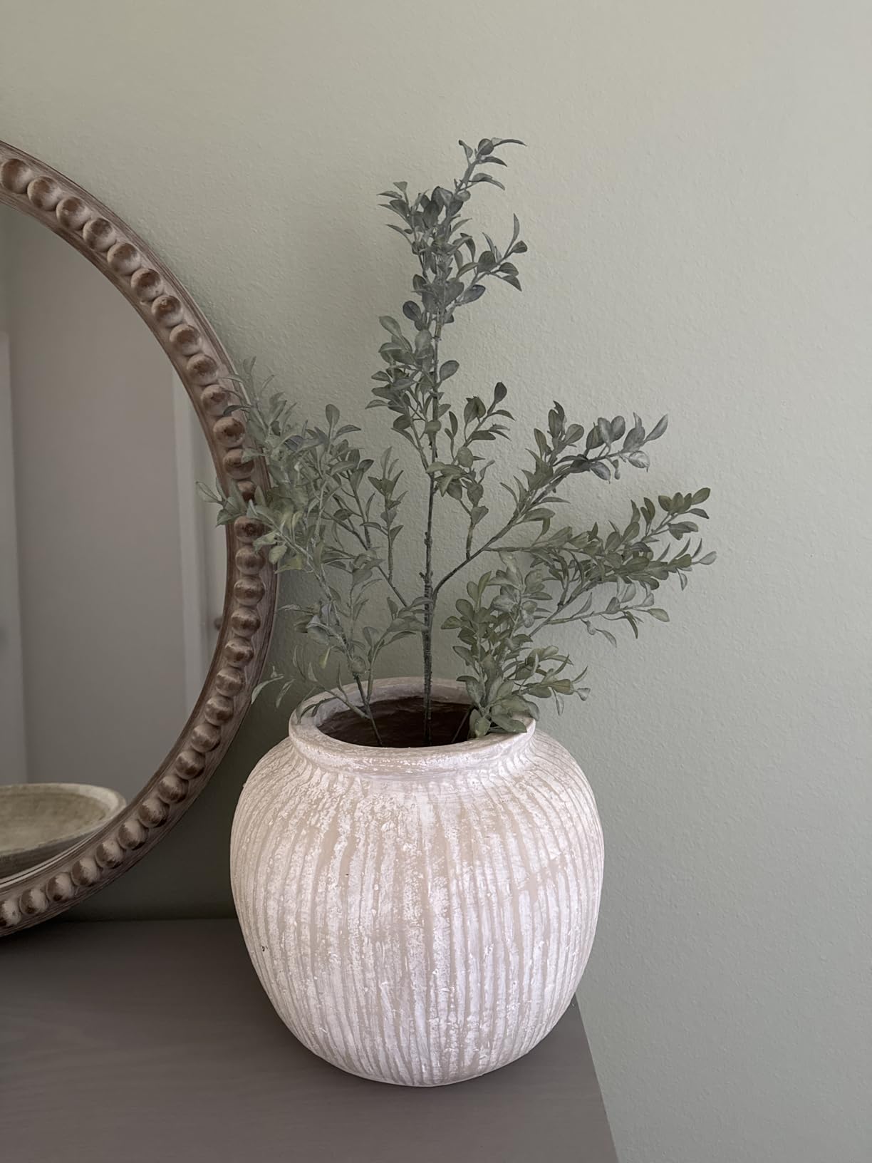 Large Distressed Round Rustic Vase