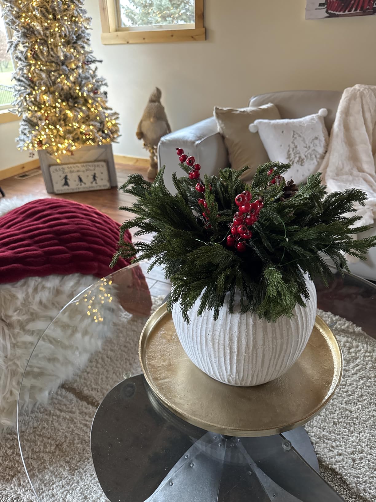 Large Distressed Round Rustic Vase