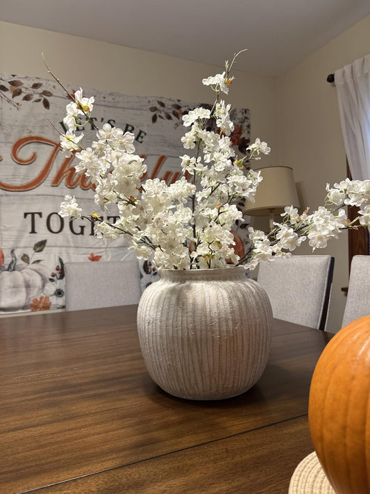 Large Distressed Round Rustic Vase