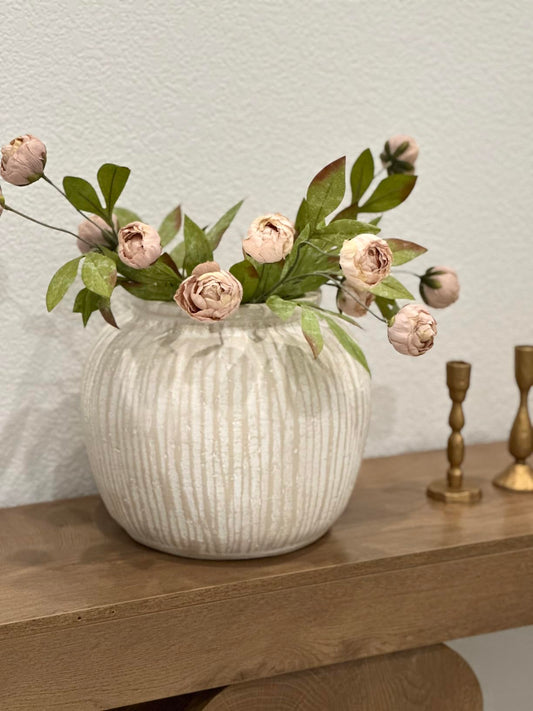 Large Distressed Round Rustic Vase