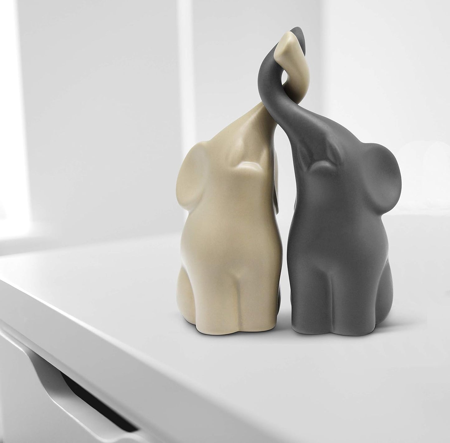 Loving Elephants Pair Sculpture Art