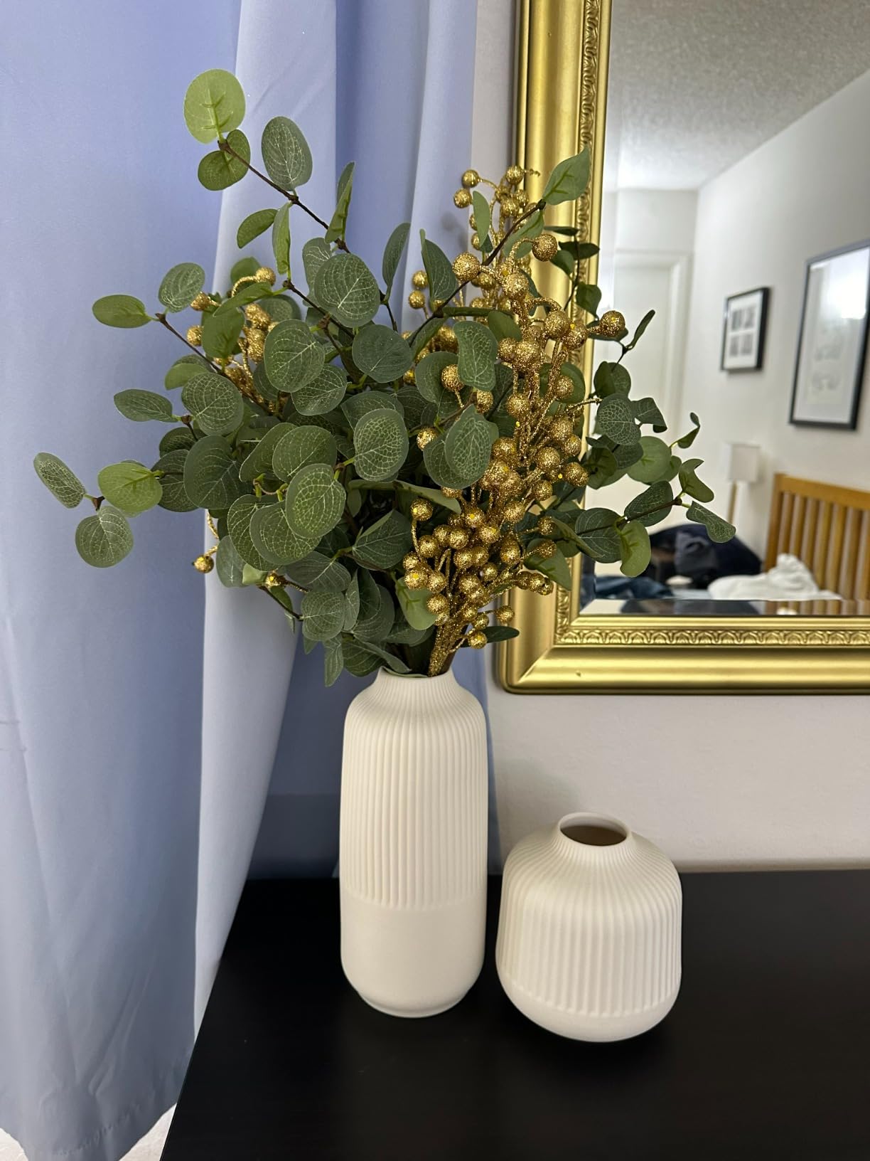 Matte White Boho Stripe Vase Set