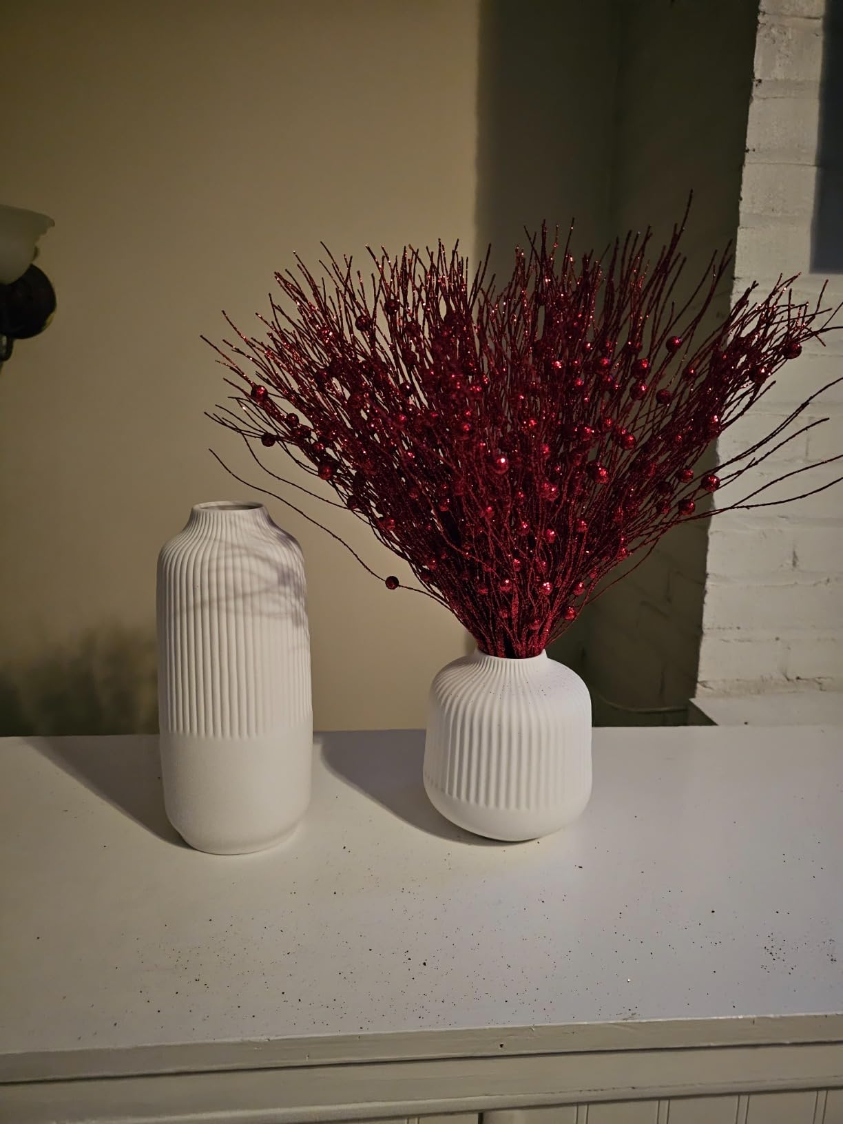 Matte White Boho Stripe Vase Set