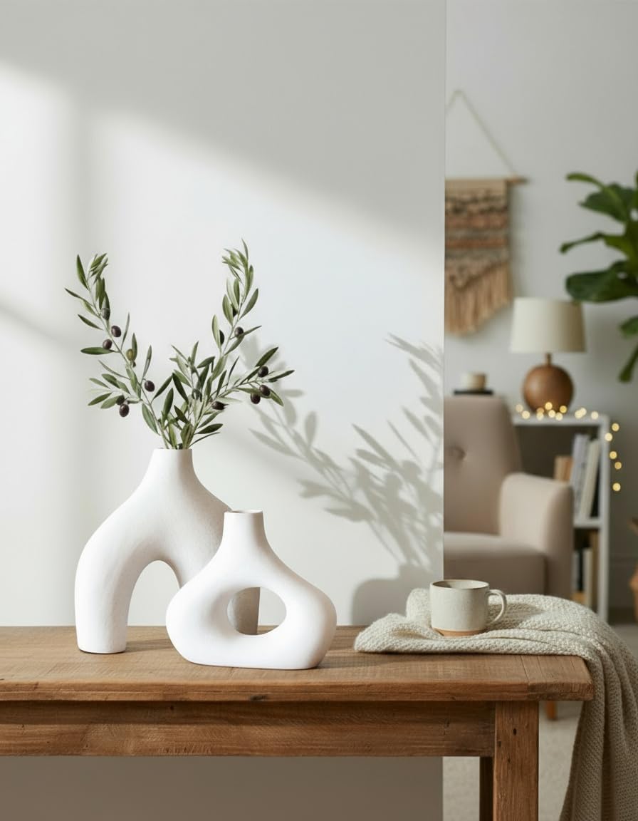 Minimalist Nordic Hollow Donut Vase Set