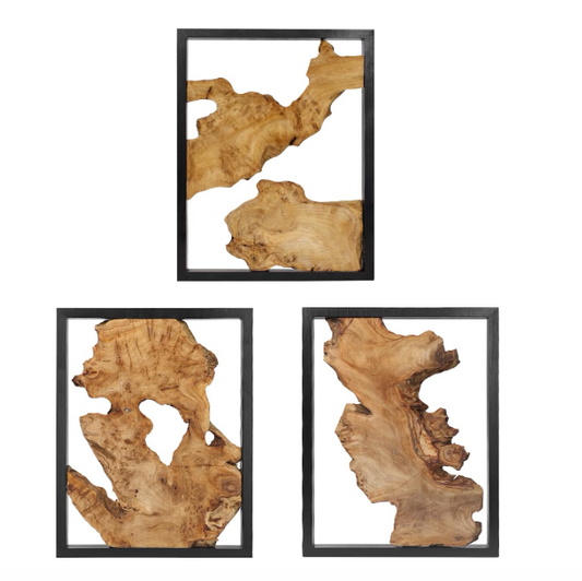 Natural wood Rustic Hanging Sculpture Set