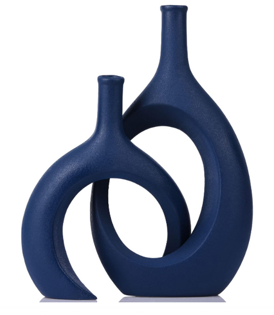 Navy Blue Unique Hollow Bud Vases Set