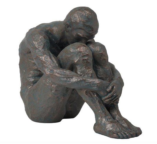Resin Bronze Lonely Sitting Man Sculpture