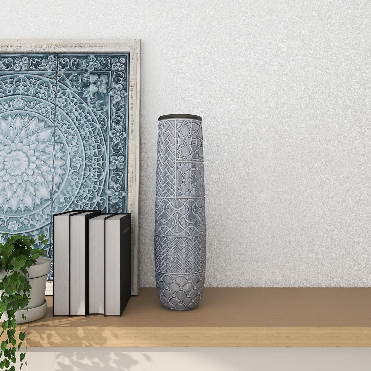 Slim Engraved Patterned Centerpiece Vase