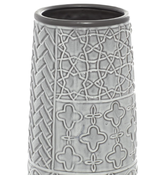 Slim Engraved Patterned Centerpiece Vase