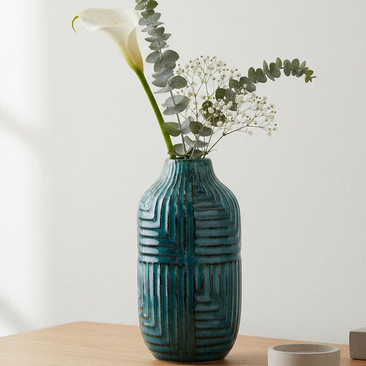 Teal Hand-Glazed Ceramic Vase