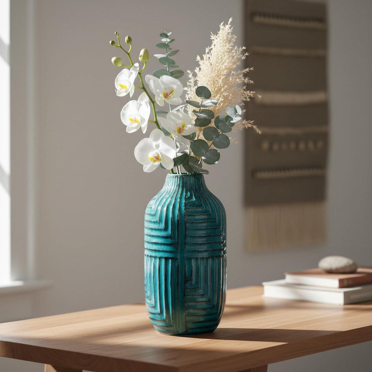 Teal Hand-Glazed Ceramic Vase